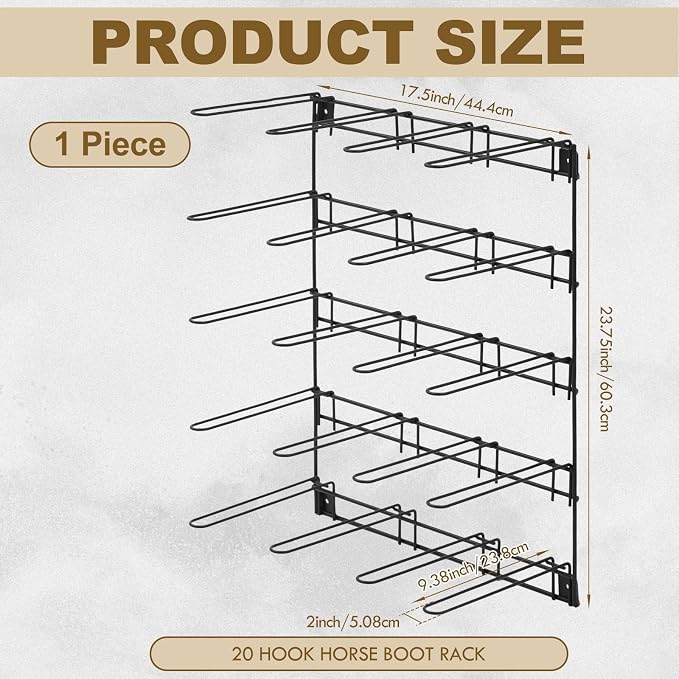 Duraaamo Horse Boot Rack Hold 10 Pairs of Boots Mounted Collapsible Organizer & Dry Hanger Boot Holder Storage for Equestrian Enthusiasts Horse Stall Accessories, 23 3/4" H X 17 1/2" W X 9 3/8" Depth