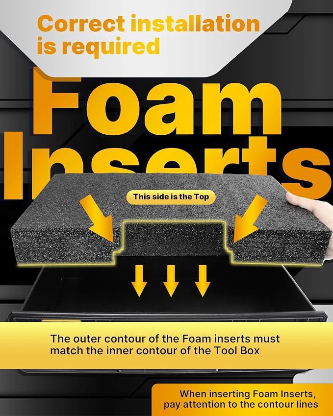 2 Pack Organizer Foam Inserts Compatible with 2.0 DWST08320 & DWST08330 2 and 3 Drawer Tool Box, Black Customizable Foam Inserts – DIY Cut & Organize with Impact Protection