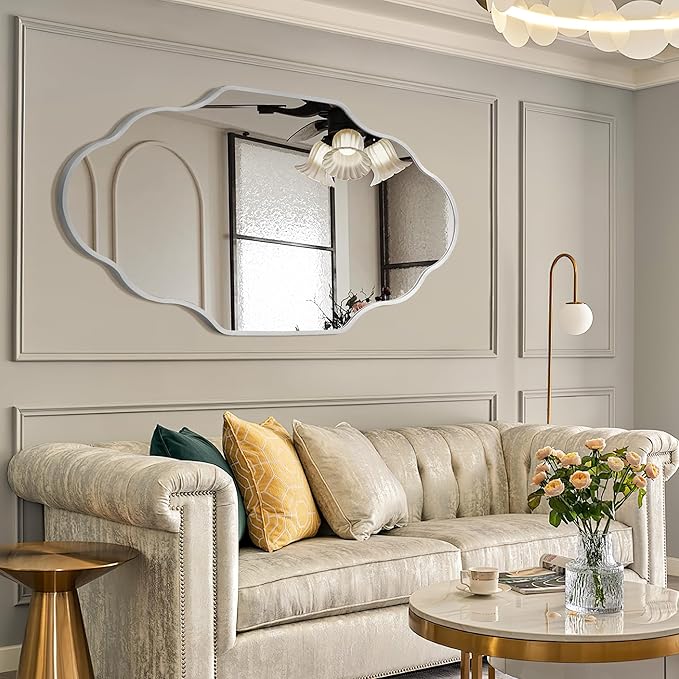 Dorlicecass Wall Mirror for Bathroom - Silver Mirror Wall Decor 20" x 36"Modern Mirror Wall Decor with Aluminum Alloy Frame for Bathroom, Bedroom, Living Room, Dining Room, Cloakroom, Entryway