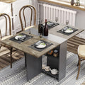 Folding Drop Leaf Dining Table with 6 Wheels and 2-Layer Storage Shelf, Space Saving Table for Small Spaces, Chestnut and Gray 51.2 inch D x 31.5 inch W x 28.4 inch H