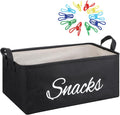 Newtay 17 Pcs Snack Basket Sets, Snack Storage Bin for Pantry Shelves with 16 Pcs 2 Inch Chip Clips, Basket Organizer for Kitchen Home, Chips, Popcorn, Candy, Pretzels(Burlap,Black)