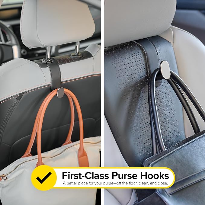 Wrap-It Storage Headrest Hook (2-Pack) - Car Accessories | For Hanging Bags And Purses, Simple Seat Back Hangers, Car Essentials, Road Trip Essentials For Adults