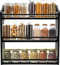 3 Tier Bamboo Spice Rack,Seasoning Jars Rack Shelf Spice Organizer for Kitchen Counter or Wall Mounting (Black)