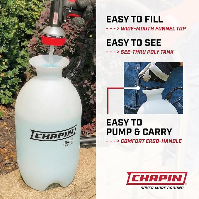 Chapin 2-Gallon Pump Sprayer, Reliable Spray for Daily Use, 2pk | Lightweight tank; for home and garden use, for weed control, plant feeding and cleaning with adjustable nozzle and long hose