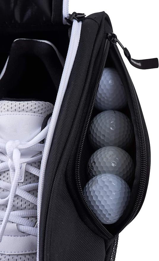 Athletico Golf Shoe Bag - Zippered Shoe Carrier Bags With Ventilation & Outside Pocket for Socks, Tees, etc. Perfect Storage (Black)