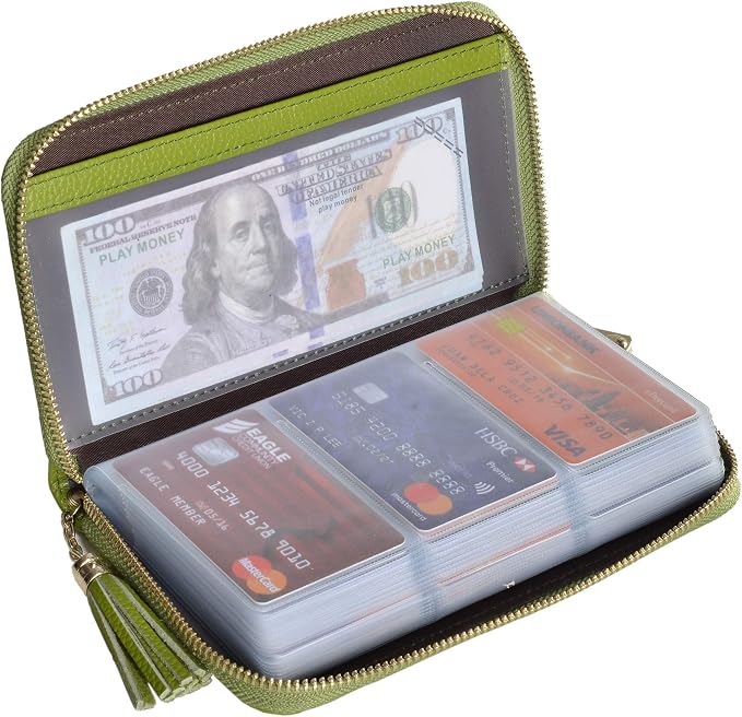 Easyoulife Credit Card Holder Wallet Womens Zipper Leather Case Purse RFID Blocking
