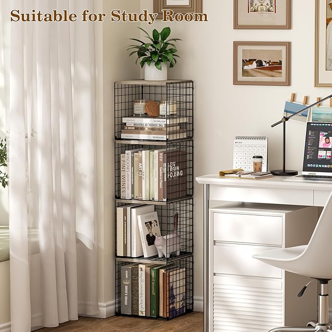 Dmevkic 2 Cube Small Bookcase,Bookshelf for Small Spaces Book Shelf,12.2 x 12.2 x 12, DIY Variable Stackable Cube Storage for Living Room,Office,Bedroom