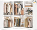 Unikito 108” Corner Closet System, 3-Piece L-Shaped Closet Organizer with 2 Closet Towers and 1 Corner Unit, Heavy Duty Wood Garment Rack with 6 Hanging Rods, Freestanding Walk-in Wardrobe, White