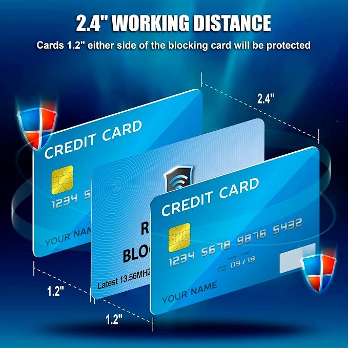SaiTech IT 10 Pack RFID Blocking Card for Credit Debit ID Card, Sky Blue | Slim Anti-Theft Contactless NFC RFID Blocker Protector, Easily Fit into Wallet and Purse, for Men & Women