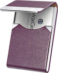 MaxGear Business Card Holder, PU Leather Business Card Case, Purple | Stainless Steel Interior, Magnetic Closure, RFID Blocking, Holds 15–25 Standard Business Cards