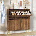 Shoe Storage Cabinet with 2 Flip Drawers, 31.5" W Fluted Shoe Cabinet for Entryway, Hidden Shoe Cabinet Storage, Narrow Free Standing Shoe Orgnaizer Rack Cabinet for Foyer Hallway, Natural