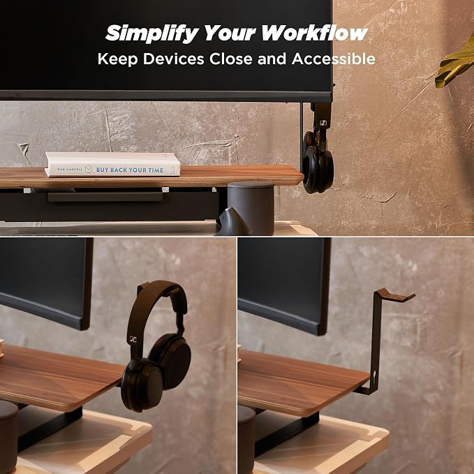 ULTRARM Moodular Headphone Stand Add-On for Slide Rails, Do Not Use Alone | Accessory Only, Dedicated Headphone Spot, Ergonomic & Accessible, Strong & Durable, Sleek & Minimalist, Black, MSA-HS