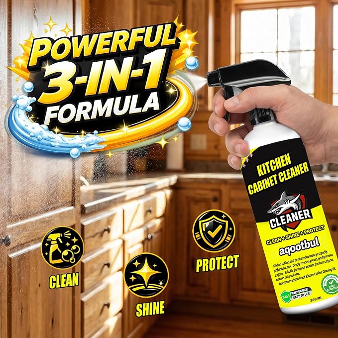 Kitchen Cabinet Cleaner, Wood Cabinet Degreaser & Furniture Cleaner, 2 Pack | 2-pack kitchen cabinet cleaner set with cleaning sponge for wood, painted and white cabinets; helps clean grease and grime.