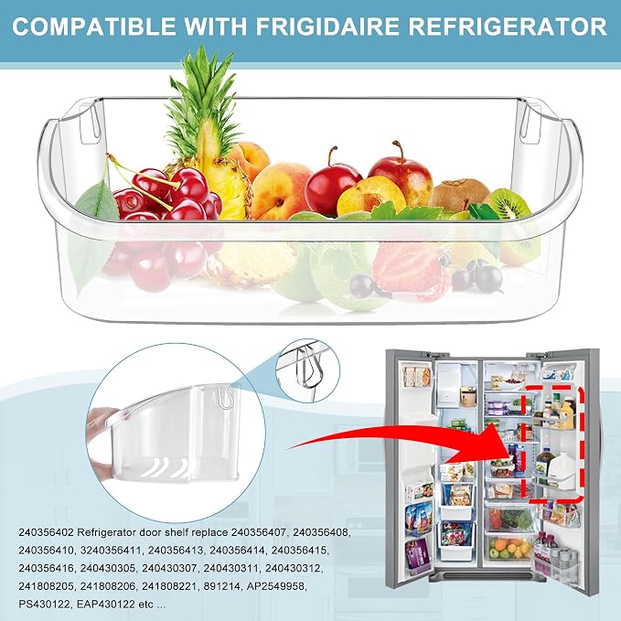 Upgraded 240356402 Refrigerator Door Bin Compatible with Frigi.daire Refrigerator Door Shelf Parts LFSS2612TF0 LFSS2612TE0 FFSS2615TE0 FFSS2615TS0 Door Shelf Shelves (Length 15.38") By AMI PARTS