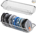 2 Pcs Mason Jar Lid Organizer Stainless Steel Tumbler Cup Lid Organizer Dishwasher Basket Cutlery Silverware Hold Rectangular Basket for Storage of Silverware Chopsticks Straws and Utensils