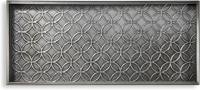 Good Directions Medium Boot Tray, Double Circles Multi-Purpose All Weather Decorative Tray, Shoes, Plants, Pet Bowls, 30x13x2 Inch, Dark Zinc Gray Steel