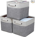 Foldable Storage Bin Collapsible Basket 12" x 10" x 9.5" Cube Storage Organizer Bins with Dual Carry Handles for Home Closet Shelves Drawers Organizer, Set of 3, Grey
