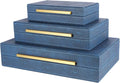 Decorative Storage Boxes with Lids, Decorative Boxes for Home Decor, Faux Shagreen Decorative Box for Stacking Jewelry, Photo, Memory, Storage Boxes, Set of 3 (Blue)