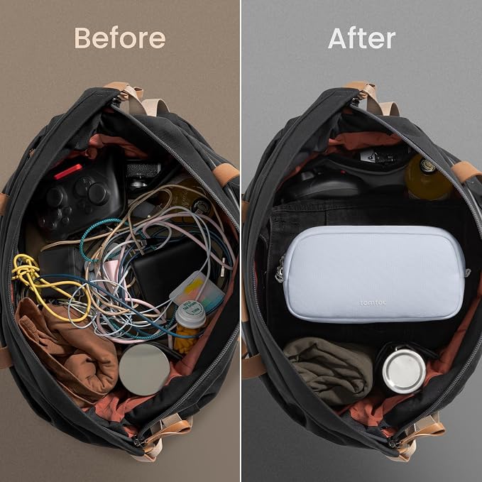 tomtoc Electronics Organizer Travel Case, Cable Organizer for Essentials | Water Resistant Tech Pouch Accessories Travel Bag Carry Storage for Cord, Phone, Cables, Airpods, USB Drive, Daily Items