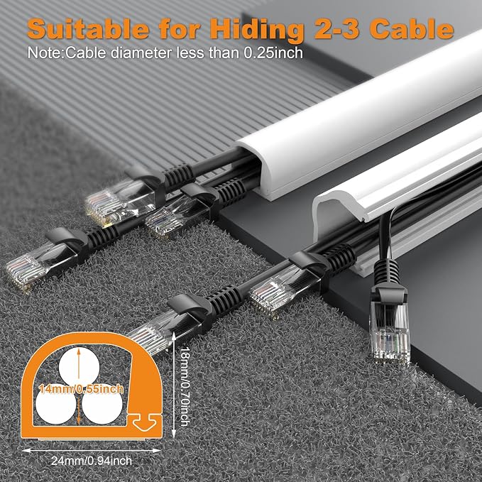 39" Silicone TV Cord Hider for Wall Mounted TV, Self-Adhesive Wire Hiders for TV on Wall, Wire Concealer for Cords Hide Cables, Cable Covers White, Raceway Cable Management, Electric Wire Channels 1m