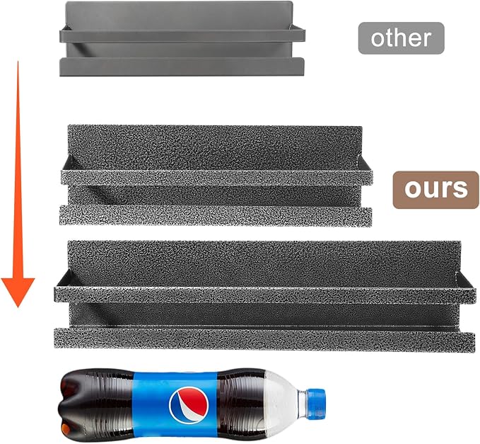 Uten Magnetic Spice Rack for Refrigerator 2 Pack, Spice Organizer Kitchen | Strong Metal Magnetic Shelf, Capacity of up to 23lbs,16"*4.5" and 12"*4", Scratch-resistant, Muti- Use, Gray