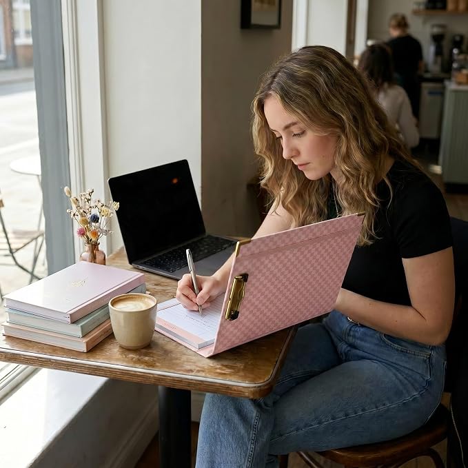 Aesthetic Clipboard Binder with Dividers - Document Organizer and Clipboard Folder for Work - Sturdy 3 Ring Binder & Planner Folio for Streamlined School Projects, Notes and Daily Office Productivity