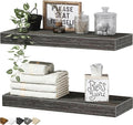 QEEIG Bathroom Floating Shelves for Wall - 15.7" Wall Mounted Shelf Over Toilet Farmhouse Home Decor Display Bookshelf Small 15.7 x 6.7 inch Set of 2, Grey (008-40GY)