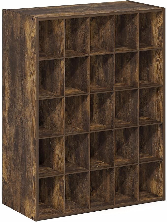 25-Cube Shoe Organizer, Stackable Shoe Rack, Shoe Organizer, 11.7 x 24.2 x 31.5, for Office, Closet Entryway, Garage, Amber Pine