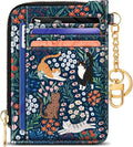 Giancomics Slim Wallet Credit Card Holder Women, Cute Cats Flowers Rfid Blocking Small Card Case, Keychain Thin Pocket Curved Zipper Wallet, Travel Card Holder PU Leather ID Window, Ladies Female Gift