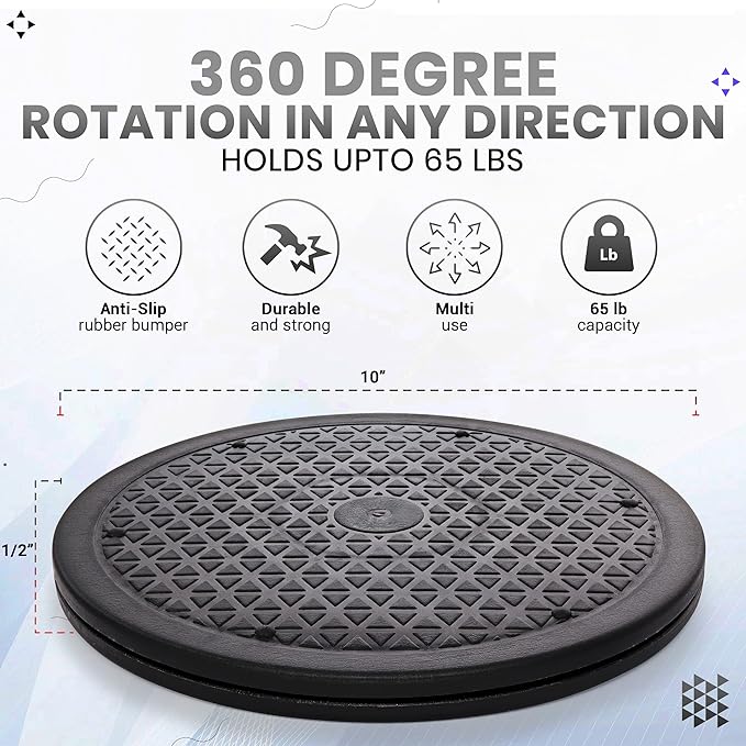 2 Pack 12 Inch Lazy Susan Turntable Organizer, Non Skid Large Lazy Susan Turntable for Cabinet, Computer or Laptop, Plastic Turn Table, Black - by RamPro