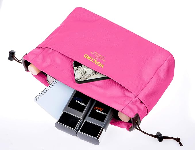 Vercord Canvas Handbag Organizers, Sturdy Purse Insert Organizer Bag in Bag, 10 Pockets Rose Large