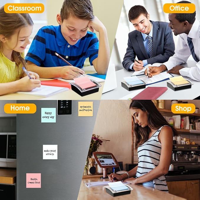Mimorou 16 Pcs Pop Up Sticky Note Dispenser Acrylic Sticky Note Dispenser with Black Base Clear Top Fit for 3 x 3 Inches Pop Up Notes Holder for Desk School Office Home Shop Memo Gifts