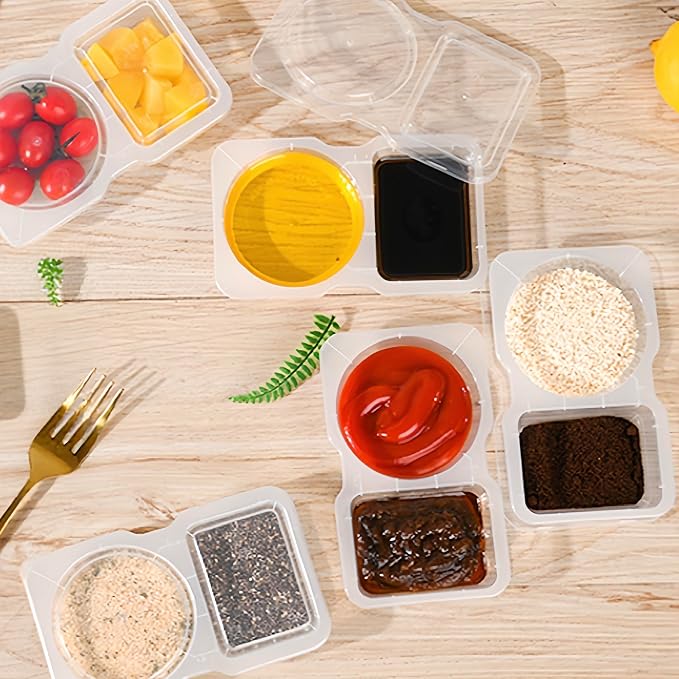 Pure Future 30-Pack Reusable Snack Containers with Lids, 2-Compartment Snackle Box Container for Meal Prep, Portion Control Snack Pack for Office, Travel & Gym, Microwave Safe