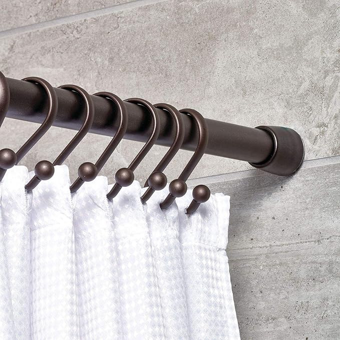 iDesign Cameo Metal Tension Rod, Adjustable Customizable Curtain Rod for Bathtub, Shower Stall, Closet, Doorway, 43-75 Inches,Dark Bronze | For Bathtub, Shower Stall, Closet