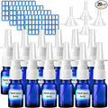20 Pcs Nasal Spray Bottle, 10ML/0.35OZ 12 Pcs Glass Bule Refillable Empty Nasal Spray Bottles with 4 Funnels and 4 Labels