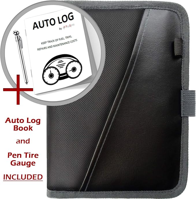 PlusXpres Glove Box Compartment Organizer - Car Document Holder - Gray | Owner Manual Case Pouch, Vehicle Storage Wallet for Registration and Insurance Card, Auto Paperwork Holder, Log Book included