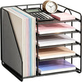 OPNICE 5-Tier Desktop File Paper Organizer, Desk Organizers and Accessories, Office Desk Accessories & Workspace Organizers for Home Office Supplies, Black