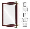 Goodsmart Restaurant Menu Covers - Burgundy, 25 Pack, 8.5" x 11", 3-Page/6-View, Side-Loading Vinyl Menu Holders, Clear Sleeves, Double-Stitched Edge, Leather-Style Café Covers with Gold Corners