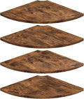 Homode Corner Wall Shelf, 12 Inch Wide Wooden Corner Floating Shelves with Cord Hole, Set of 4 Round Corner Hanging Storage Shelving for Bathroom Living Room Small Spaces, Rustic Brown