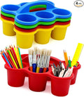 4E's Novelty 4 Pack Caddy for Classroom, Classroom Pencil Caddy, Durable Table Cup Drink Holder, Sturdy Schools Desk Bin, Craft Caddy, Colorful Art Supply Caddies for School Home, Teacher Organizer