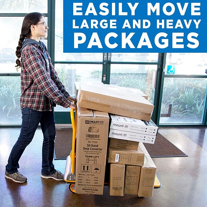 Mount-It! Folding Hand Truck Dolly Platform Truck, 330 lb Heavy Duty Flatbed Cart with Wheels, Foldable Platform Cart with 360° Swivel Casters, Push Cart for Moving Boxes & Furniture (MI-920)