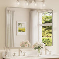 TETOTE 48 x 36 Inch Brushed Nickel Mirror for Bathroom Over Sink Metal Framed Mirror Modern Farmhouse for Living Room Entryway(Horizontal/Vertical)