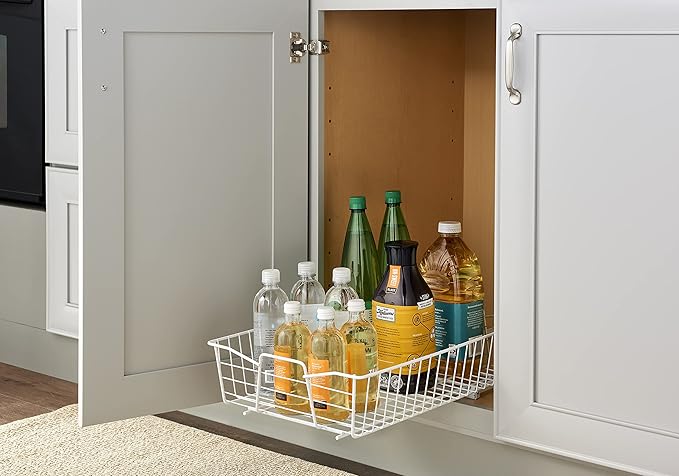 ClosetMaid Pull Out Cabinet Organizer, Heavy Duty, Slide Out Pantry Shelves Drawers for Kitchen, Bathroom, 5.25" H x 13.5" W x 20" D, White