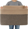 JMvicyroam Woven Blanket Basket,65L Large Storage Bin for Blankets Toys Clothes,Decorative Rope Basket for Living Room Bedroom with Handles, Jute&Black