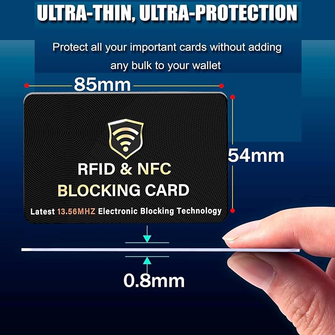 SaiTech IT 4 Pack RFID Blocking Card for Credit Debit ID Card, Black | Slim Anti-Theft Contactless NFC RFID Blocker Protector, Easily Fit into Wallet and Purse, for Men & Women