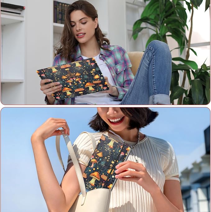 Floral Business Card Book Holder Organizer for Women, 240 Card Capacity, Stylish Name Card and Credit Card Holder for Professionals (Mushrooms)