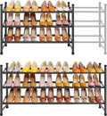 Tajsoon Expandable Shoe Rack for Closet 3 Tier, 28“-41“Adjustable & Stackable Shoe Shelf Storage, Metal Shoe Rack Organizer for Front Door Entrance, Closet, Garage, Entryway, Black