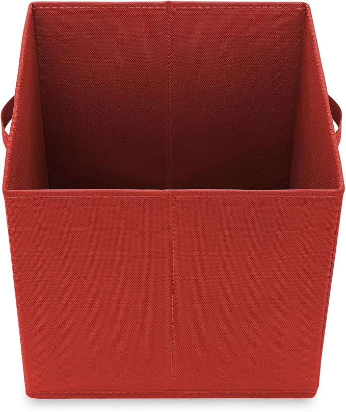Casafield Set of 6 Collapsible Fabric Cube Storage Bins, Red - 13" Foldable Cloth Baskets for Shelves, Cubby Organizers & More
