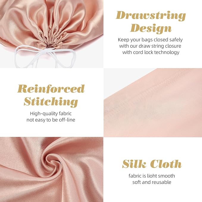 12 Pack Dust Bags for Handbags Travel Storage Pouch Silk Cloth Bag | Drawstring Large Storage Pouch for Handbag Purse Shoes Boots, Pink 19.6 x 15.7 Inch