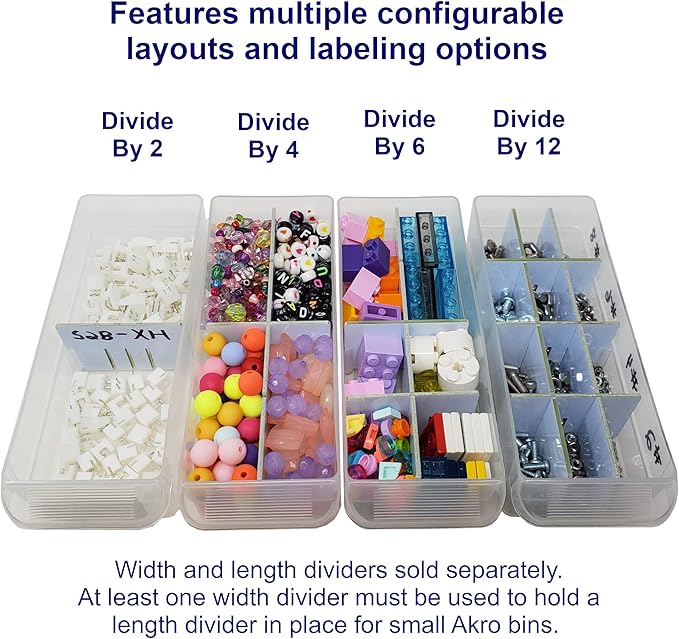 (24-Pack) Small Drawer Configurable Length Dividers compatible with Akro-Mils Plastic Storage Craft Cabinets, (Dividers Only)